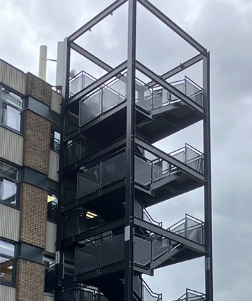 custom black steel fire escape staircase